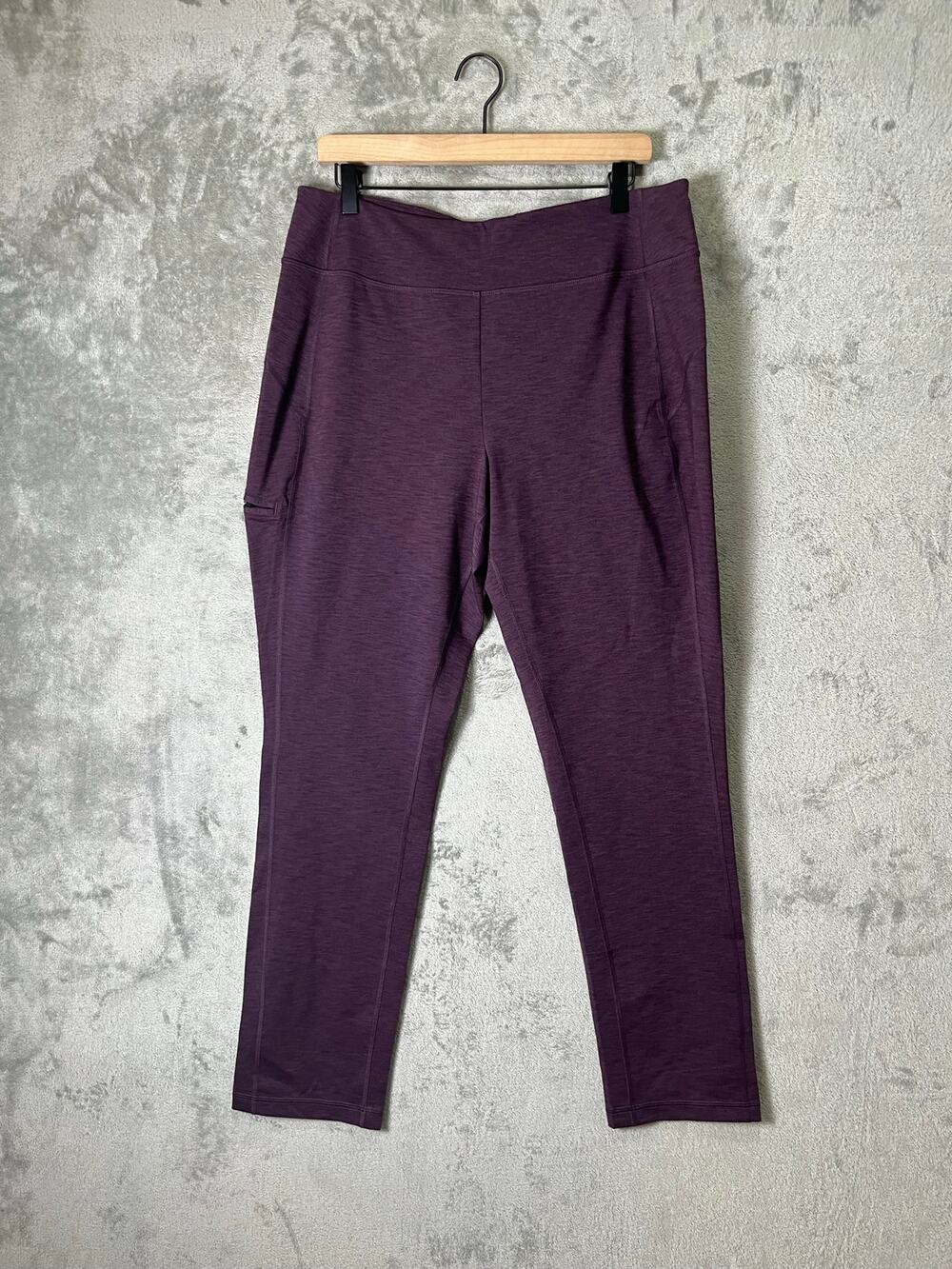 Duluth Trading NoGA Cotton Leggings L X 31 Purple Pull On Stretch Casual Pants